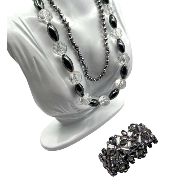 Vintage Beaded Necklace & Rhinestone Bracelet Set - Picture 3 of 8